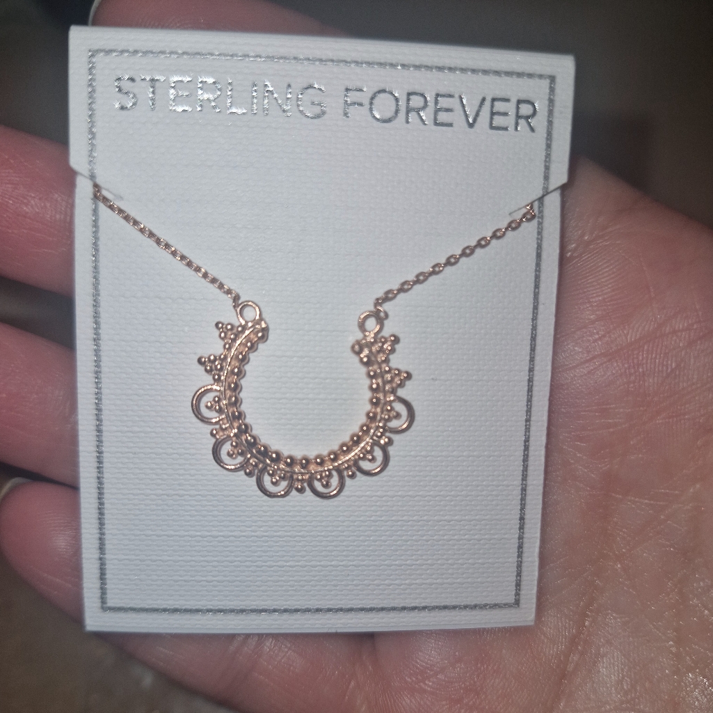 Sterling Forever 14k Rose Gold Over Sterling Silver Embellished Arch Necklace 75$